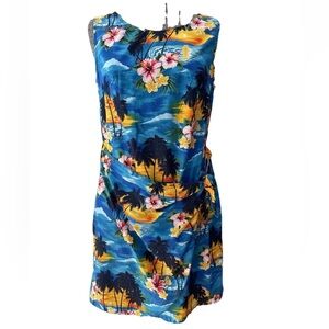 Pacific legend apparel Hawaiian sunset print ladies side tie‎ dress-SZ Small-90s